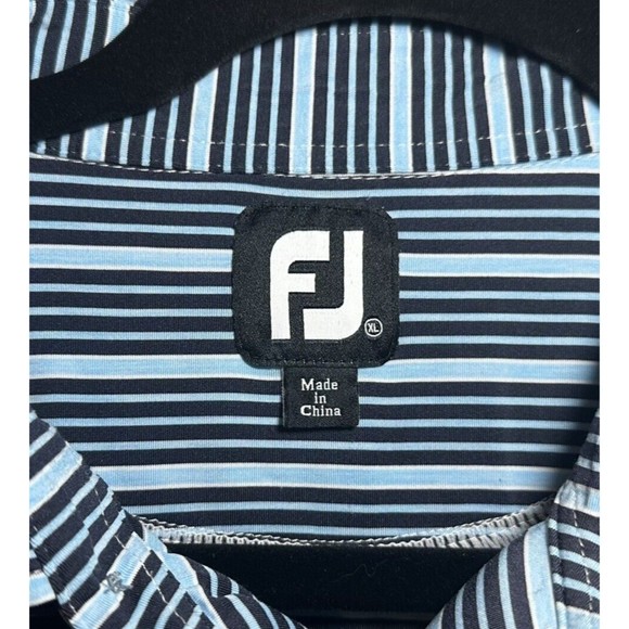 FootJoy FJ Logo Men's XL Performance Golf Polo Shirt Blue Striped Short Sleeve - Picture 4 of 6